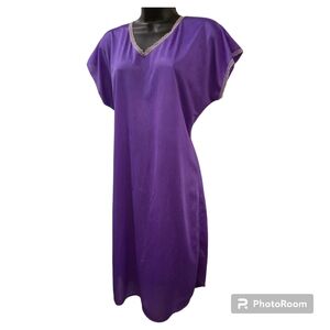 Vintage Lingerie Pajamas Dress Purple with Lace medium